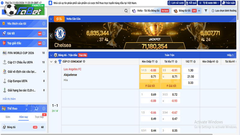 Thiết kế tối ưu tốc độ, bảng kèo rõ ràng, thao tác nhanh